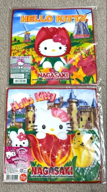 HELLO KITTY 나가사키 한정판 미니 타월 지역 한정 플라워 튤립