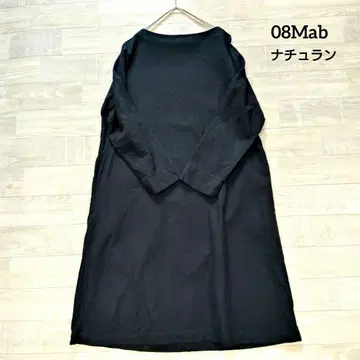 08맵  보트넥 면린넨 원피스 F 블랙 내추럴