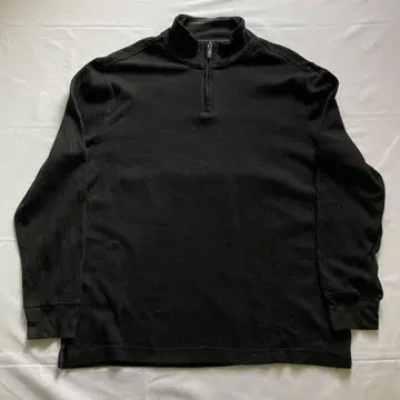 00s 그런지 y2k 하프 지퍼 티셔츠 블랙 긴팔 구제 의류 XL