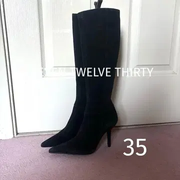 세븐투써티 블랙 스웨이드 롱 부츠 35