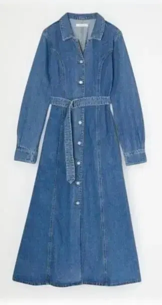 MOUSSY 데님 맥시 셔츠 데님 롱 셔츠 원피스