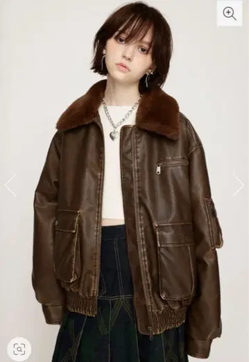 SLY VINTAGE F/LEATHER S/블루종