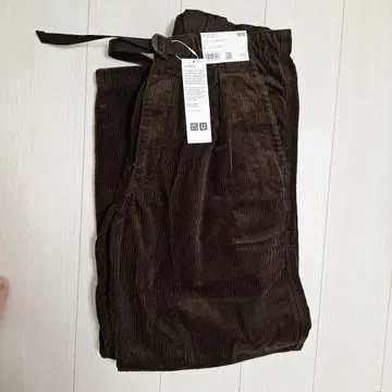 [완판템 새상품] UNIQLO U 코듀로이 턱 와이드 팬츠 L 브라운