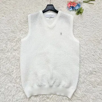 St ANDREWS 남성용 니트 베스트 화이트 심플 골프웨어