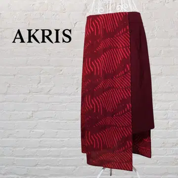 AKRIS 아크리스 빨간색 디자인 스커트 사이즈 US10 L