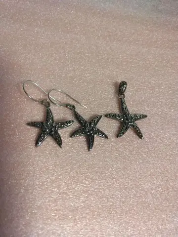 가격 인하 UC 실버 925 불가사리 귀걸이 & 펜던트 탑 세트