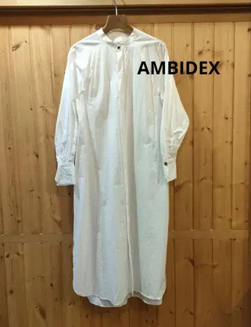 AMBIDEX 화이트 긴팔 셔츠 원피스 롱