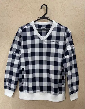 adidas 체크 무늬 V넥 아우터 M 사이즈