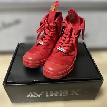 새상품급 AVIREX 레드 하이컷 스니커즈