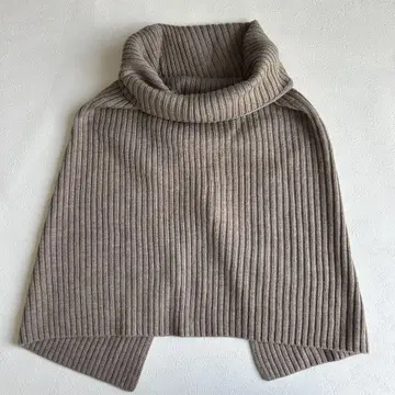 [ 새상품 ] 무인양품 울 혼방 리브 판초 베이지 터틀넥