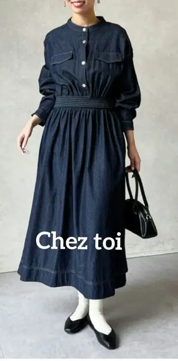[ 새상품급 ] Chez toi 데님 긴팔 셔츠 원피스
