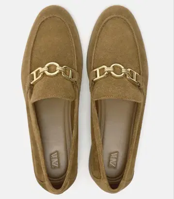 [ 새상품 ] ZARA 로퍼 스웨이드 느낌 카멜