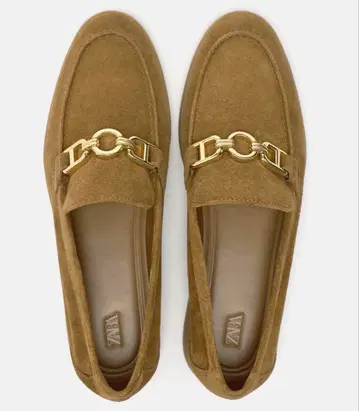 [ 새상품 ] ZARA 로퍼 스웨이드 느낌 카멜