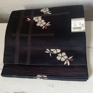 [미사용 택 포함] 나데시코 교토 후쿠로 오비 짙은 브라운