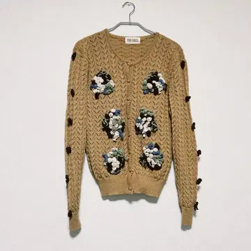 [레어] 핑크하우스 니트 가디건 플라워 모티브 카네코 이사오 꽃