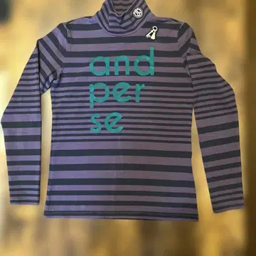 and per se 보라색과 블랙 스트라이프 터틀넥 셔츠