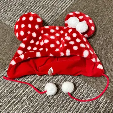 Disney 디즈니 미니 팬캡 도트 폼폼 빨간색 레드