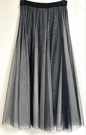 누아르 그레이 튤 플리츠 롱 스커트 FREE 사이즈