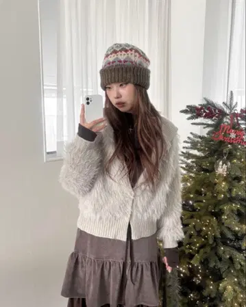 binary01 윙즈 퍼 집업 니트 그레이