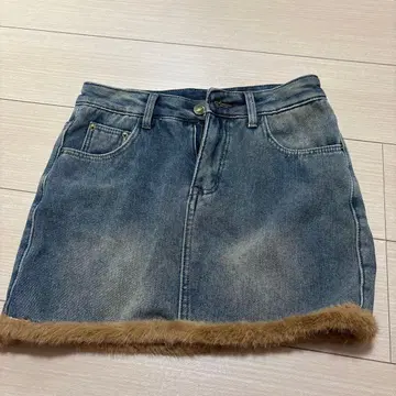 데님 복슬복슬 스커트