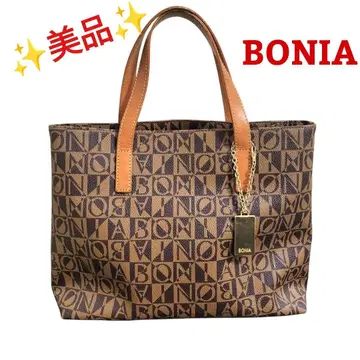 [ 새상품급 ] BONIA 모노그램 로고 프린트 토트백 브라운