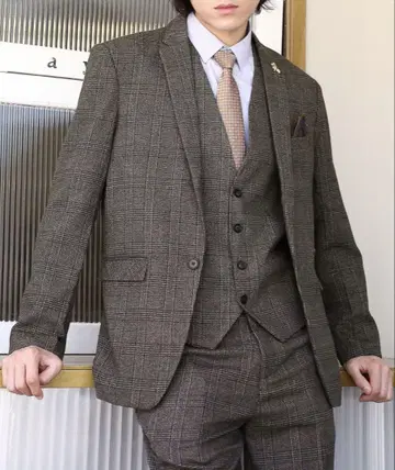 Cloudstyle 수트 셋업 체크 브라운