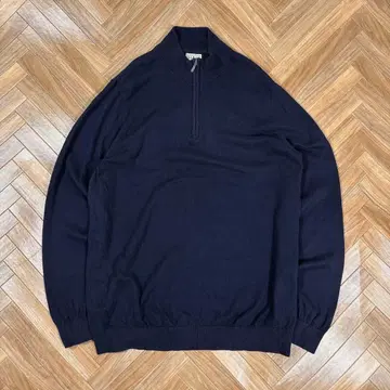 엘엘빈 하프 지퍼 스웨터 캐시미어 혼방 코튼 니트 다크 네이비