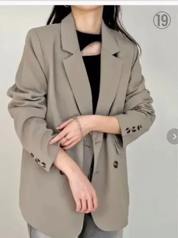 새상품 Re:EDIT 더블 테일러드 자켓 L 사이즈 그레이쉬 베이지