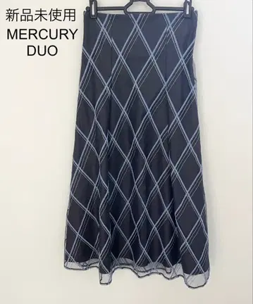 미사용 MERCURYDUO 몰 체크 종아리 기장 스커트