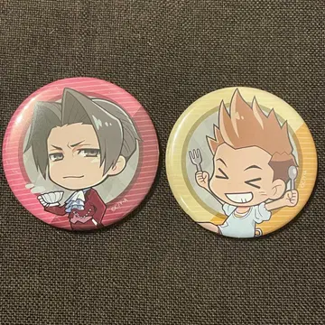 역전재판 프린세스 카페 캔뱃지 미츠루기 레이지 야하리 마사시