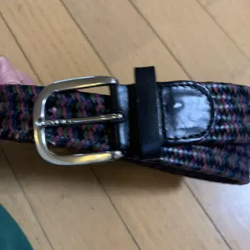 에트로 ETRO 웨빙 벨트 메쉬 금속 장식 가죽 이탈리아제 멀티 컬러