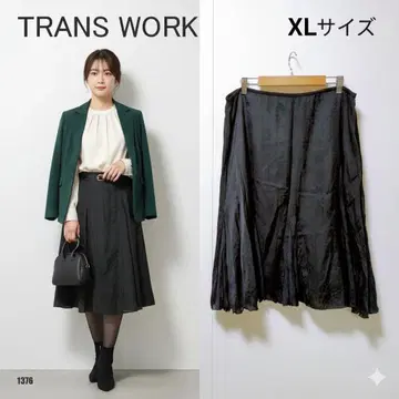 변압기 워크 플레어 스커트 블랙 XL 사이즈 광택감 있음 깔끔한 출퇴근