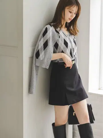 snidel 아가일 가디건