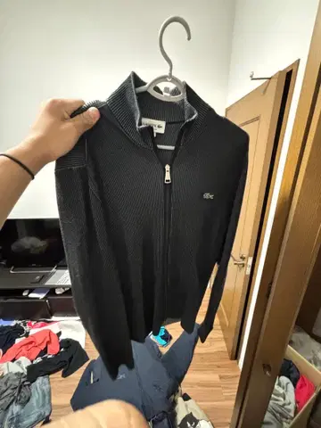 Lacoste 블랙 벨로아 트랙 자켓