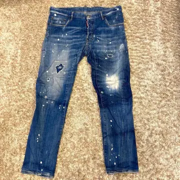 정품 DSQUARED2 데미지 가공 다크 블루 청바지