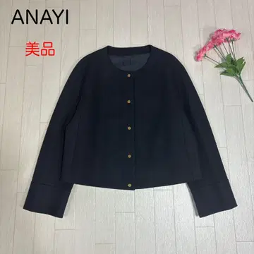 새상품급 ANAYI 아나이 노카라 자켓 숏코트 골드 버튼 36