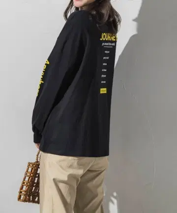 메루카리 택배 VICKY 소매 & 백 프린트 롱 T