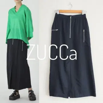 ZUCCa 큐프라 새틴 스커트 M 네이비 I라인 밀리터리