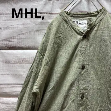 MHL, 린넨 혼방 스탠드 카라 셔츠 마가렛호웰 그린 심플