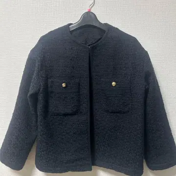 qout 노카라 자켓 네이비