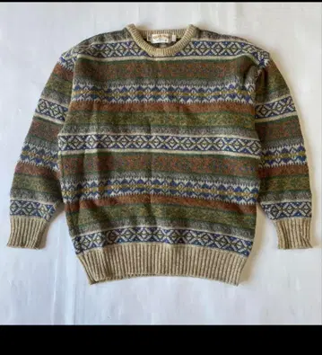 스코틀랜드제 vintage 노르딕 무늬 니트 울