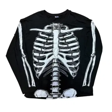 Y2K 스켈레톤 디자인 본 뼈 롱티