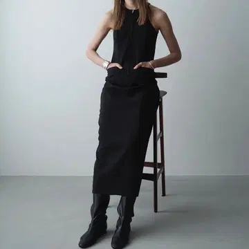 클레인 프론트 지퍼 아메리칸 슬리브 원피스