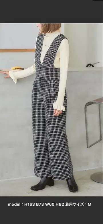 체크 무늬 오버롤 M 사이즈