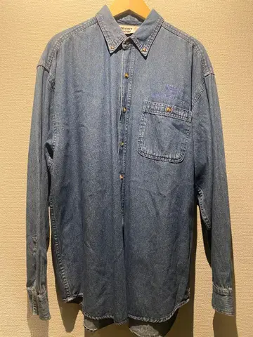 프론트 로우 데님 버튼 다운 셔츠