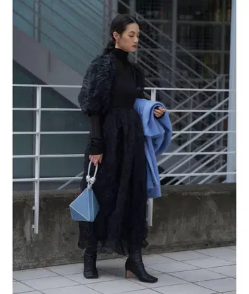 [ ELENDEEK ] 크럼플 플리츠 원피스 블랙