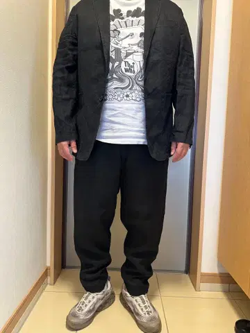 무인양품 린넨 블랙 와이드 팬츠 자켓 세트 XL