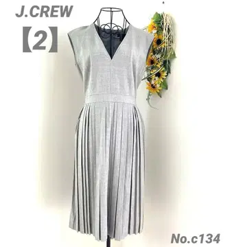 제이크루 J.CREW 슬리브리스 원피스 2 그레이 플리츠 스커트