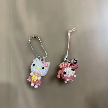 산리오 헬로키티 마이멜로디 미니 비즈 마스코트 스트랩 참