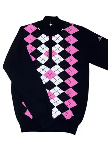 [ adidas ] 아디다스 하프 지퍼 니트 골프웨어 아가일 무늬